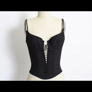 Vintage CHRISTIAN DIOR corset. Classic boned,Black